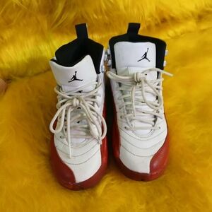 👟 Air Jordan 12 Retro – White / Red / Black | Youth Size 4.5Y